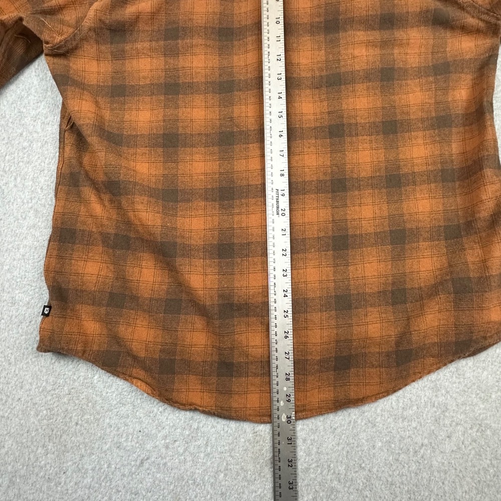 Howitzer Patriot Mfg Co Mens XL Orange Brown Plaid Flannel Button Up Shirt - Picture 7 of 9